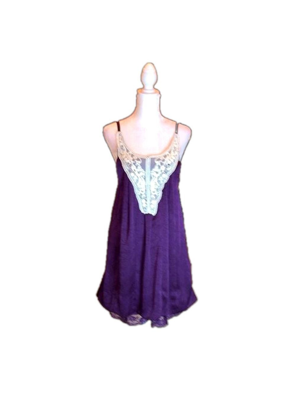 CHARLOTTE RUSSE Adorable Dark Purple Babydoll Sundress with Lace Trim Size M